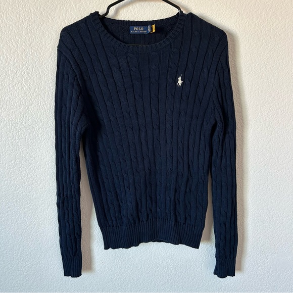 Ralph Lauren Other - Ralph Lauren Men's 100% Cotton Cable Knit Navy Dark Blue Preppy Crewneck Sweater